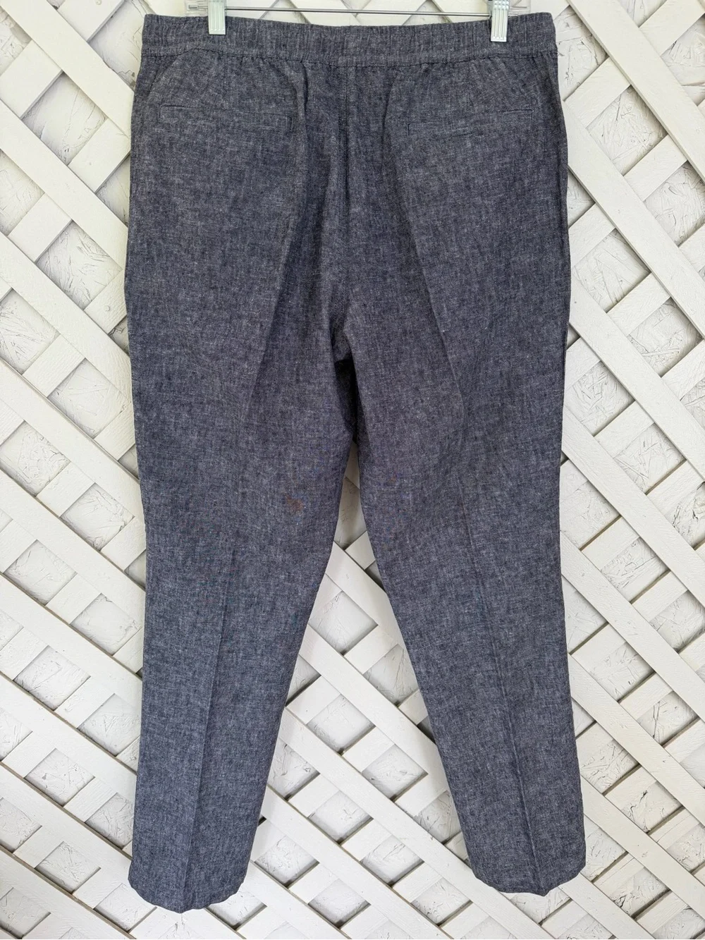 J. Crew Men's Heather Navy Cotton-Linen Drawstring Pants size Large